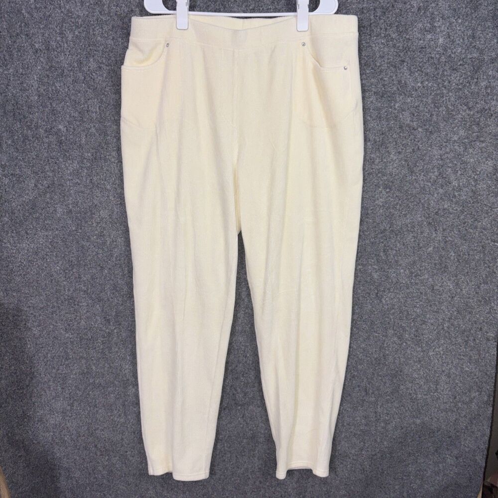 Quacker Factory Pants Womens Size 1X Cream Knit Pull On Casual